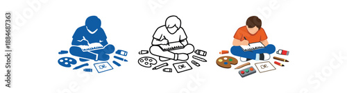 creative solitude art supplies scattered on floor solo creative session