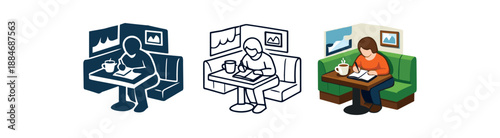 creative solitude person at café corner writing notes self connection