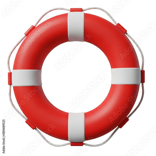 Red life buoy isolated on transparent background