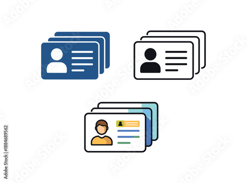 digital identity stack of three id cards offset multiple profiles management