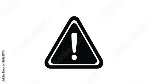 Black and white illustration of a triangular warning sign with an exclamation point