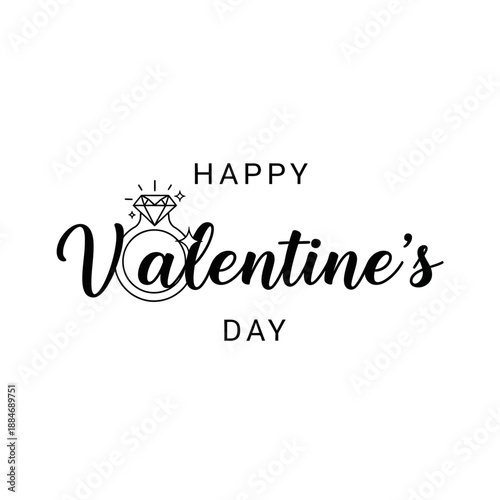 Happy Valentine's Day with Diamond Ring Illustration