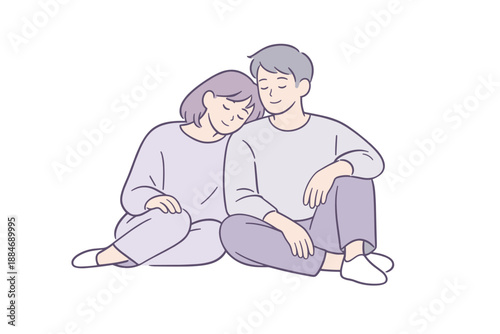 Quiet Scandinavian Moment. Couple spending a quiet moment together without words, relaxed poses and soft expressions conveying