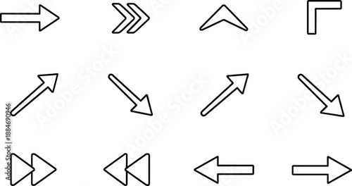 Image Generation. Line style icons of Direction markers: arrow marker, chevron marker, caret marker, angle marker; diagonal up,