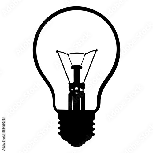 Classic light bulb silhouette with detailed glass filament electric lighting icon energy symbol vector illustration minimalist bulb design isolated concept on white background art