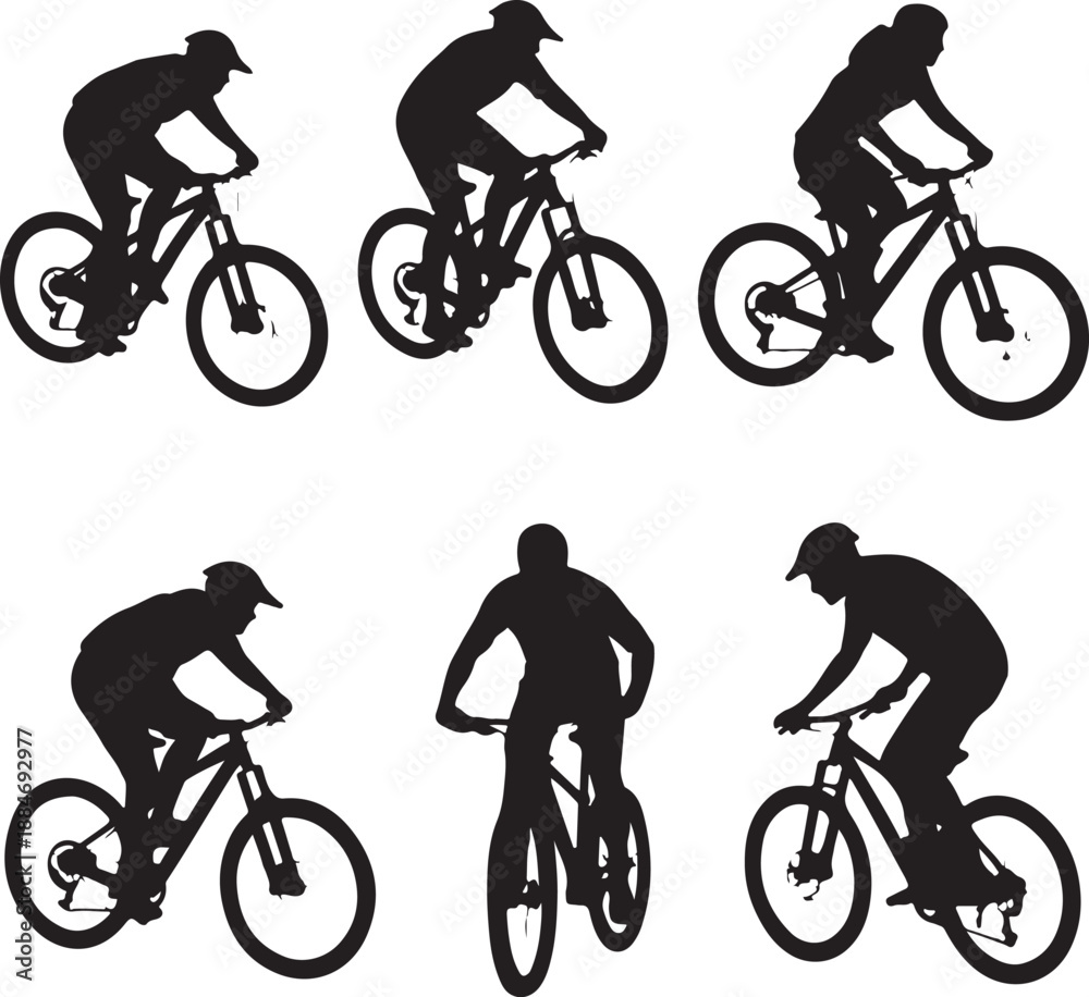 Fototapeta premium silhouettes of cyclist