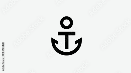 Black graphic depicting an anchor shape with a ring on top against a white background