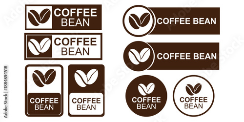 Coffee Bean Logo Badge Set for Café, Coffee Shop, Packaging, and Branding Use