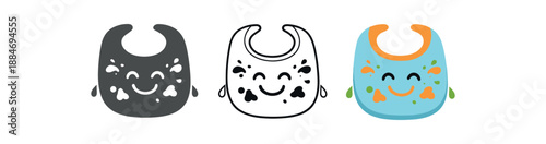 baby led weaning bib with little splatters and smiling face happy messy meal