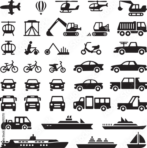 transportation icons set