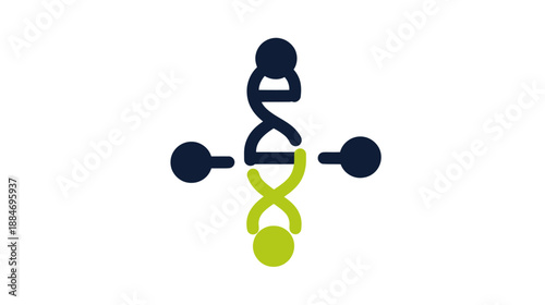 A medical illustration showcasing a double helix DNA structure with attached connecting nodes