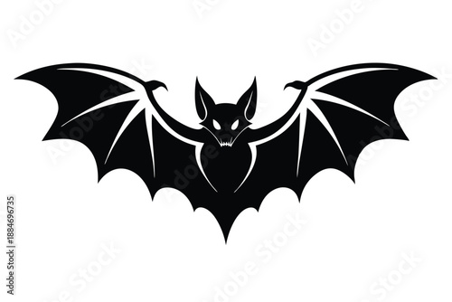 bat silhouette line art vector illustration with a white background