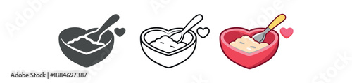 complementary feeding small heart shaped bowl half filled first tasting portion restraint