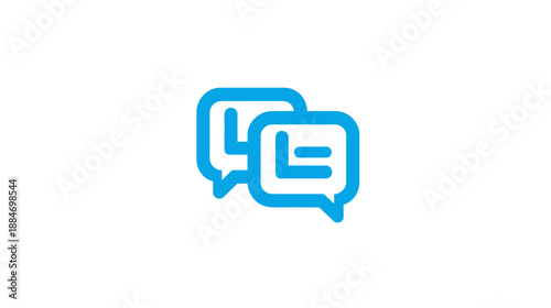 A simple, bright blue chat bubble icon on a white background, representing conversation