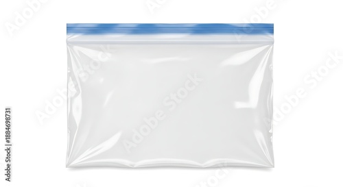 A clear plastic ziplock bag with blue seal