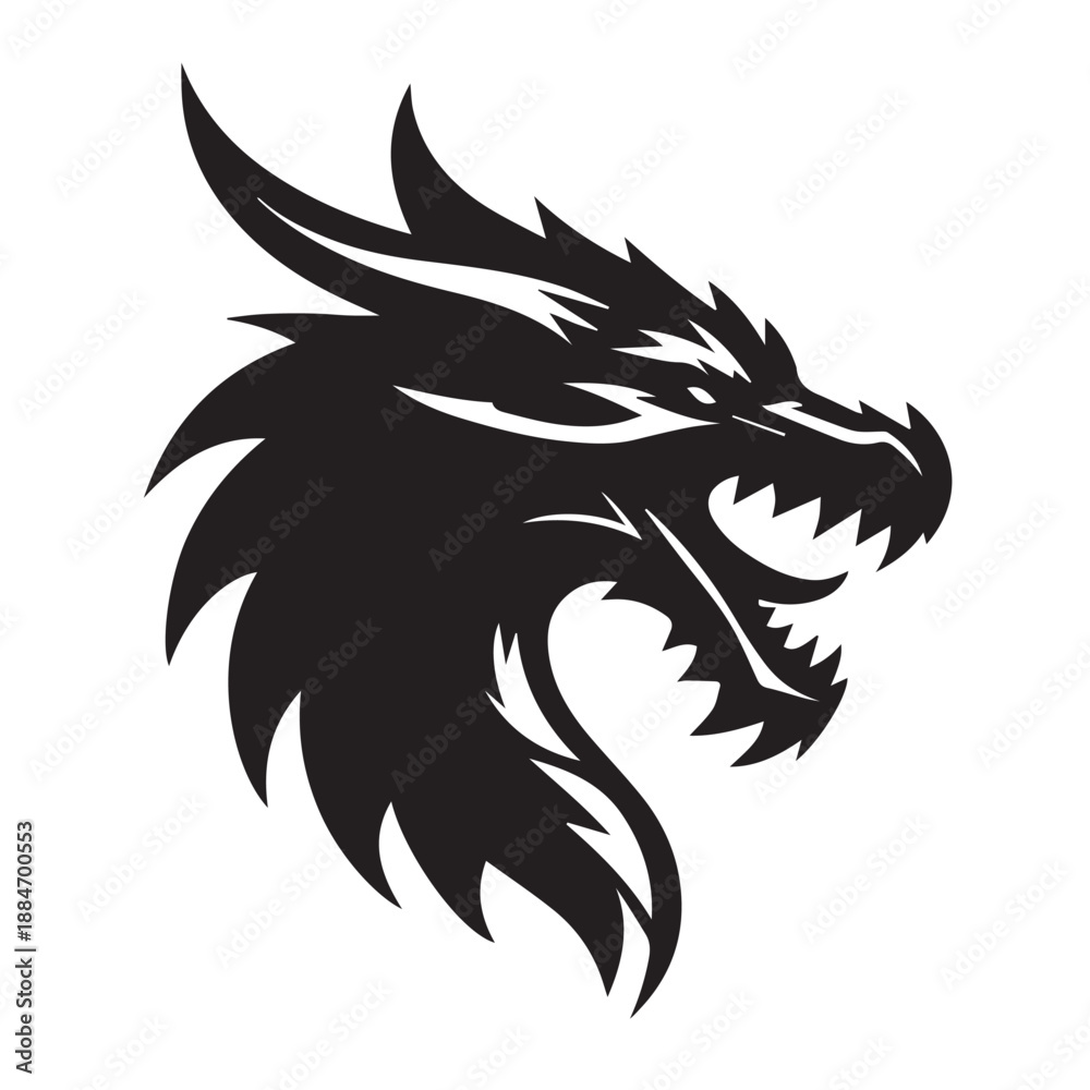 Fototapeta premium Dragon silhouette vector 
