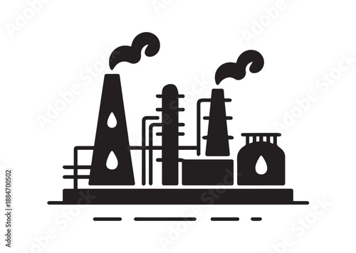 Oil Refinery Icon, Editable Solid Vector Illustration