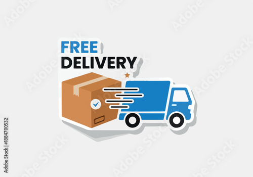 Free Delivery Icon Express Shipping and Package Delivery Service Illustration