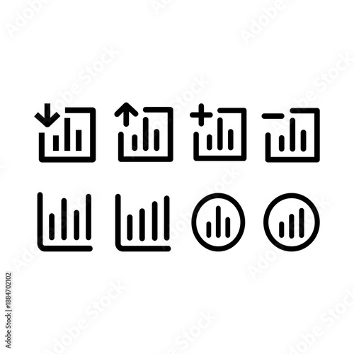 Growing graph set. Business chart with arrow. Growths chart collection. Profit growing sumbol. Progress bar. Bar diagram. Growth success arrow icon. Progress symbol. Chart increase - stock vector.