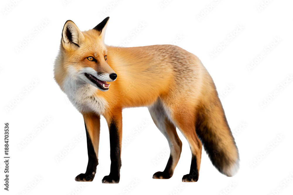 Fototapeta premium Red fox standing isolated on transparent background