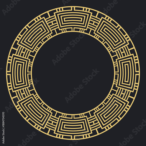 Circular decorative gold ornament.
