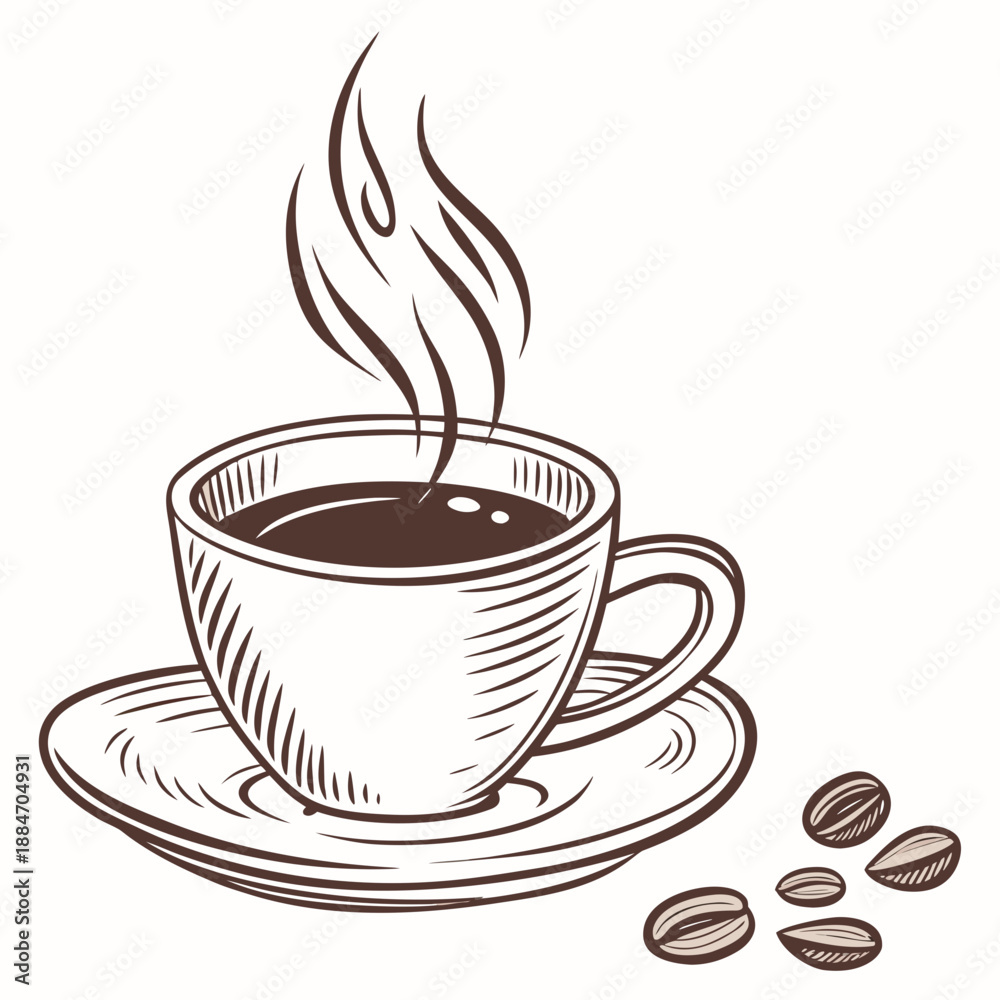 Obraz premium White Coffee Cup with Subtle Design on White Background