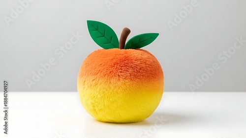 Soft plush apple with green leaves