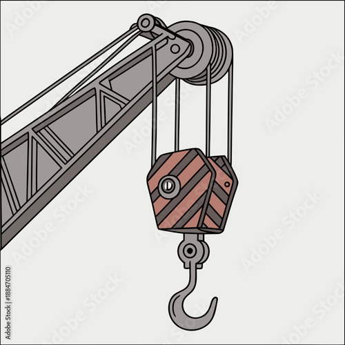 Industrial Crane Components Boom and Hook Block Vector