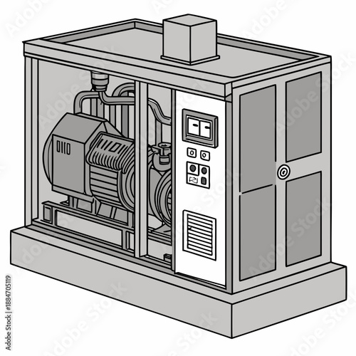 Data Center Emergency Backup Power Generator Illustration