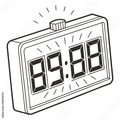 Digital LED Timer Icon Displaying Time on White Background