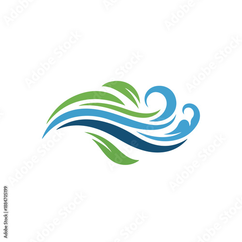 Abstract Ocean Wave with Green Swirls