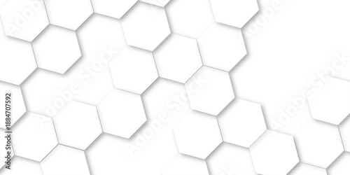 White Hexagonal Background. Luxury White Pattern. Abstract  hexagon geometric background, white hexagon polygonal pattern background, Geometric art deco texture mosaic white background.