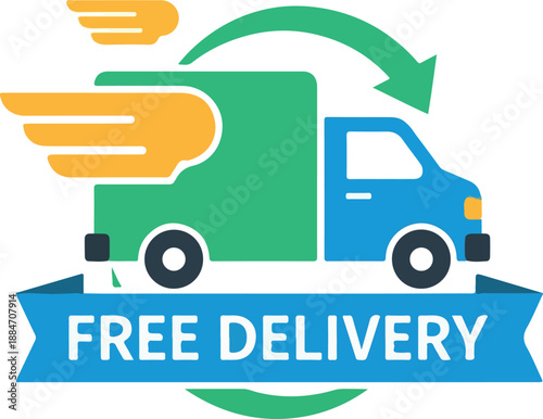 Free Delivery Icon Express Shipping and Transportation Services Illustration