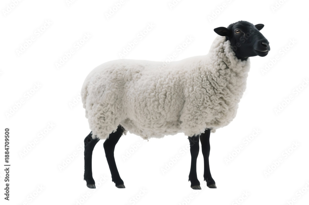 Fototapeta premium Blackface sheep standing profile isolated