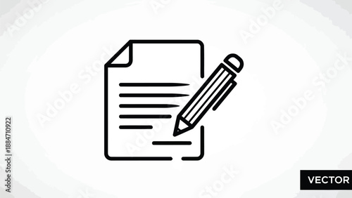 Vector Illustration of a Document with a Pencil for Editing Purposes