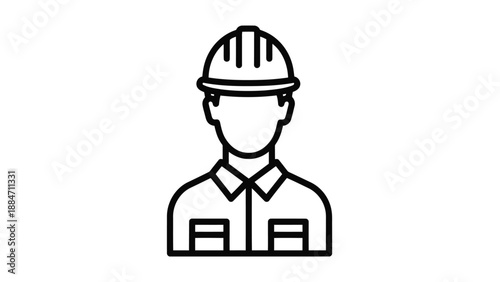 Vector Illustration of a Construction Worker Wearing a Hard Hat
