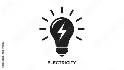Vector Illustration of a Light Bulb with Lightning Bolt Symbolizing Electricity