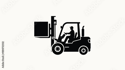 Vector Illustration of a Forklift Operator Handling Cargo