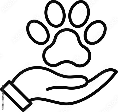 Human Hand Offering Pet Paw Animal Friendship Pet Adoption Partnership Vector Illustration