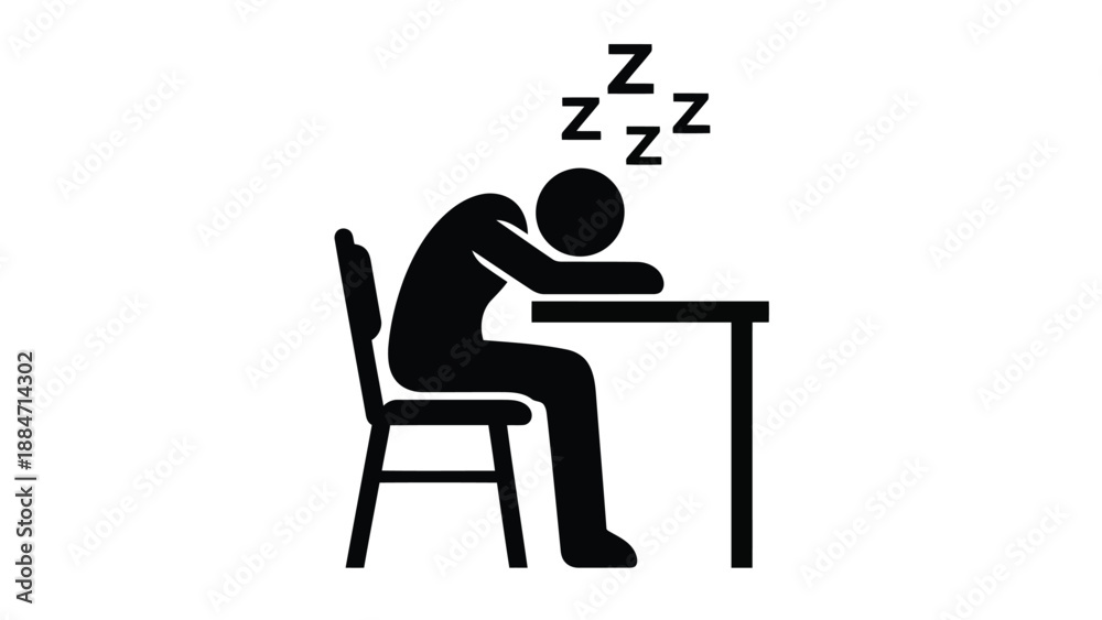Fototapeta premium Vector Illustration of a Person Sleeping at a Desk