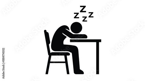 Vector Illustration of a Person Sleeping at a Desk