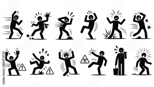 Vector Illustration of People Experiencing Various Accidents and Injuries