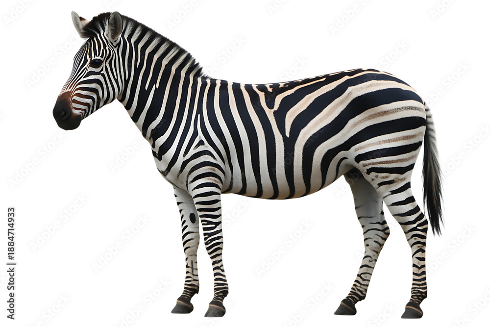 Fototapeta premium Standing zebra with black and white stripes