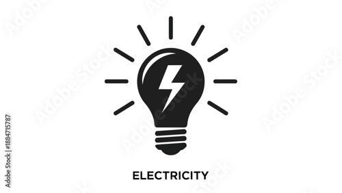 Vector Illustration of a Light Bulb with Lightning Bolt Symbolizing Electricity