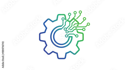 Vector Illustration of a Gear with Circuit Board Elements