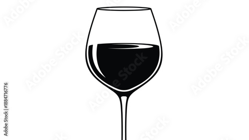 Vector Illustration of a Wine Glass Filled with Red Wine
