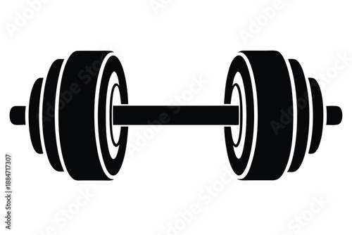 dumbbell silhouette line art vector illustration with a white background