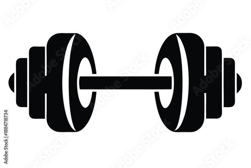 dumbbell silhouette line art vector illustration with a white background