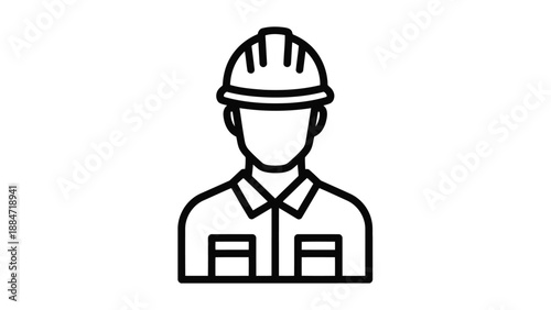 Vector Illustration of a Construction Worker Wearing a Hard Hat