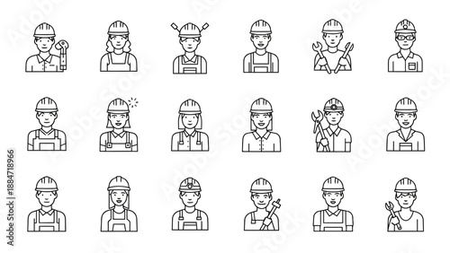 Vector Illustration of Diverse Workers and Professionals in Various Occupations